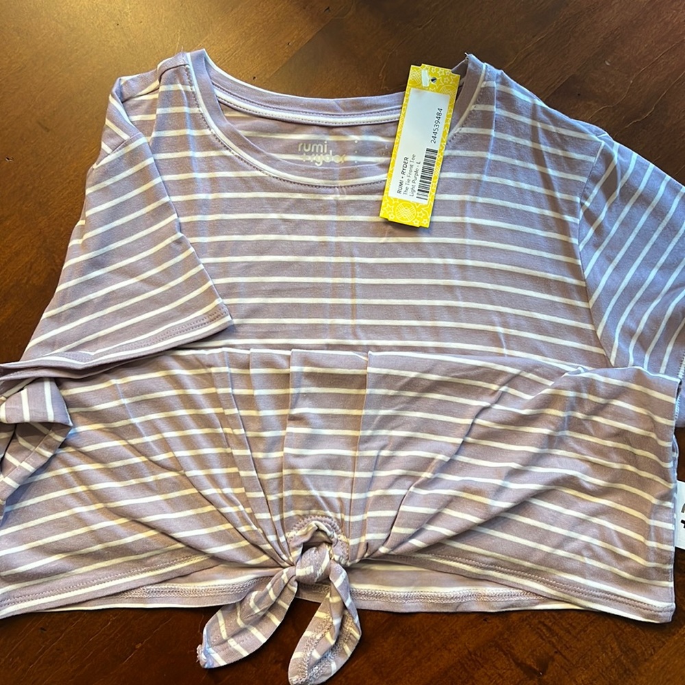 Ruin and Ryder purple and white striped jersey top